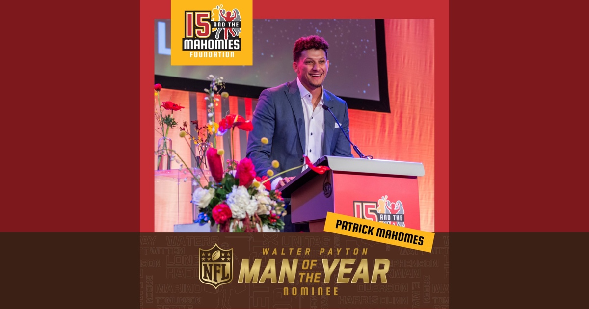 Patrick Mahomes Named Chiefs Nominee for Walter Payton NFL Man of the Year Award